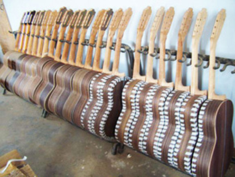 Partially Finished Guitars Waiting for Decoration and Inlays.
